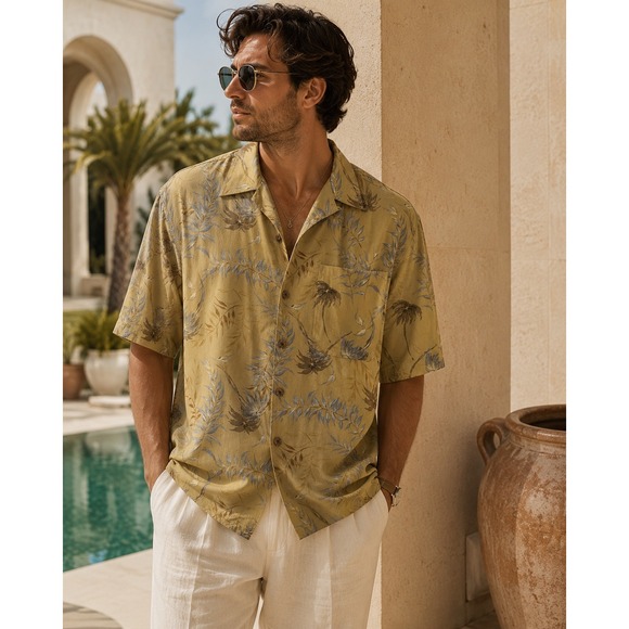 Baracuta Other - Men's Olive Green Short-Sleeve Button-Down Shirt